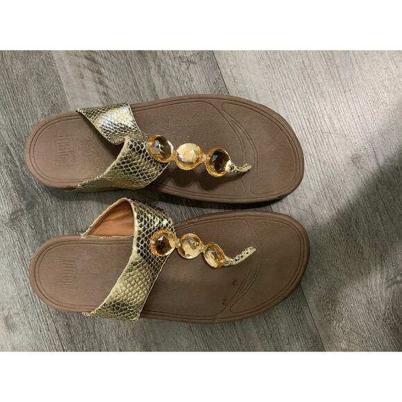 FitFlop Shoes Womens Size 11 Sandals Jeweled Snake Embossed Comfortable - Picture 7 of 7